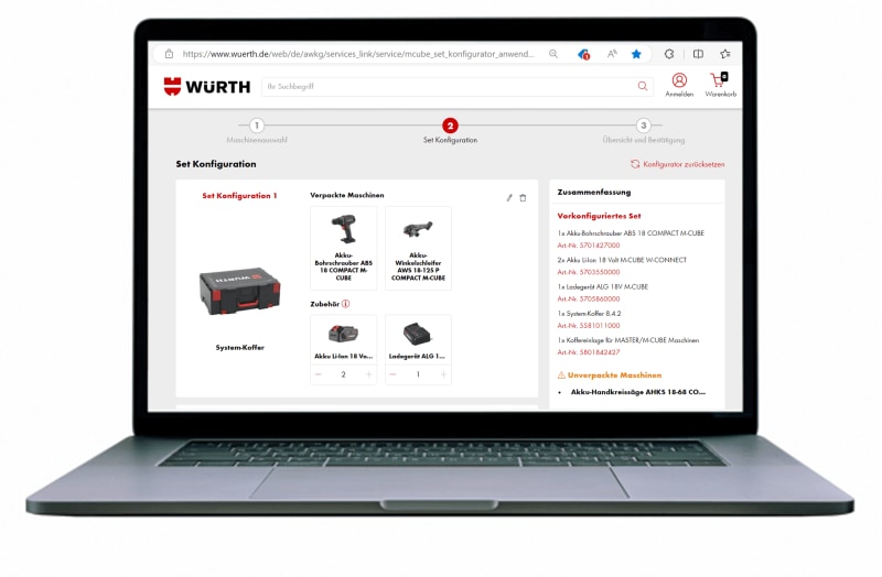 Maschinenset Konfigurator Würth